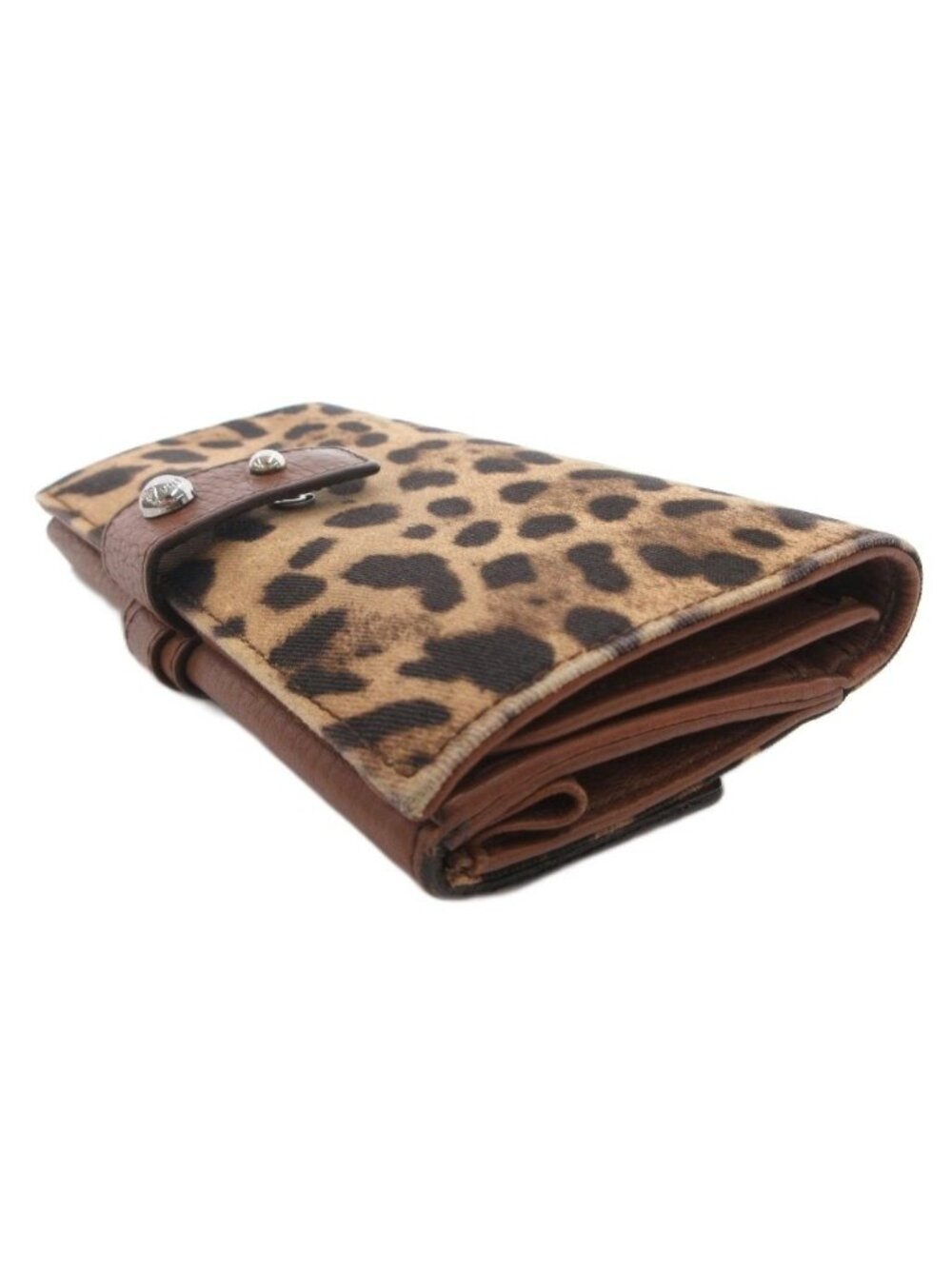 Dolce & Gabbana Wallet with Coin Purse Leopard Pattern Leather Canvas Brown - Picture 4 of 8